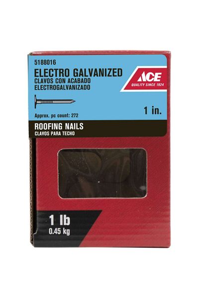 ACE Electro-Galvanized Smooth Shank Roofing Nails 1 Inch