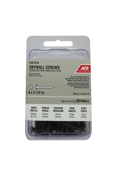 ACE 50-Piece Phillips Coarse Drywall Screws No.8 x 2.5 Inch