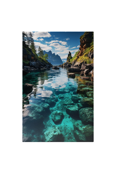 StoryGift Romania Tablou Canvas: View Panoramic Apa Stralucitoare Albastra In...