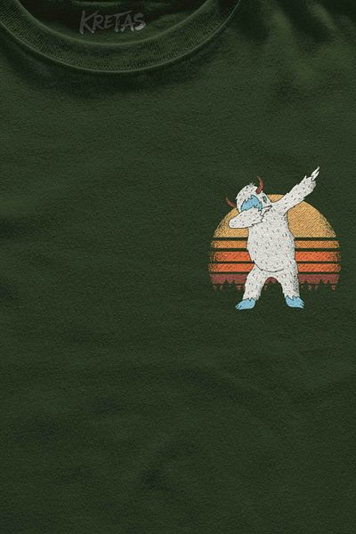 Kretas Μπλουζάκι Unisex Χακί Yeti Dance Dabbing Bigfoot Funny Dance Μίνιμαλ μπλουζάκι με στάμπα μπροστά