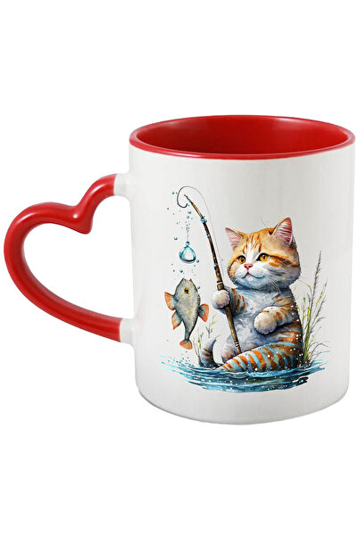 StoryGift Romania Cana Cu O Pisicuta Care Pescuieste | Ilustratie | Undita | Peste | Apa | Lac | H, Cu ,stg