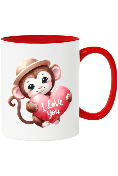 StoryGift Romania Cana Cu Maimutica Exploratoare Cu O Inimioara In Brate Cu Mesajul "i Love You", , Cu ,stg