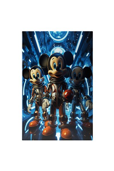 StoryGift Romania Tablou Canvas: Imagine Cu Trei Cosmonauti Mickey Mouse Pe O Nava -fotografie Artistica Si Anim