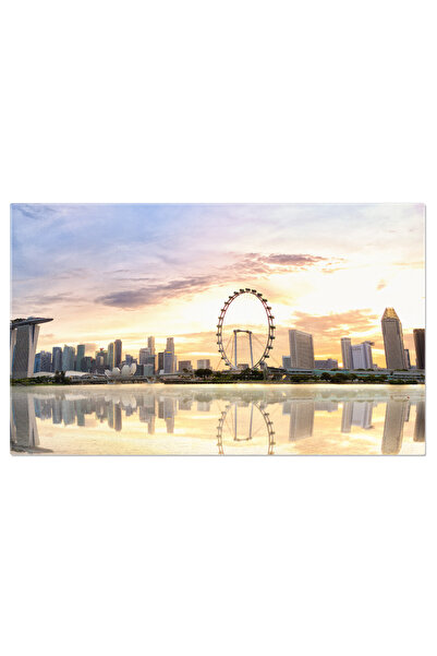 StoryGift Romania Tablou Canvas Orasul Singapore La Apus, Skyline, Rau, Centr...