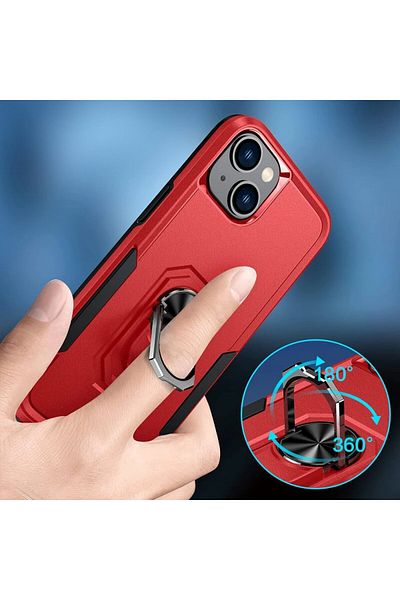 Antshare Set of case and 2 foils for iPhone 14 Antshare, TPU/tempered glass, red/black/transparent