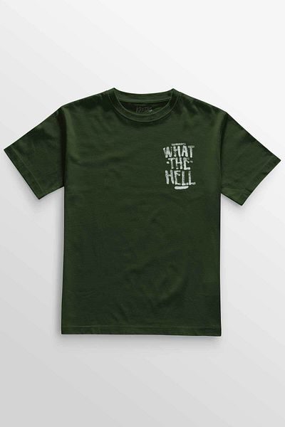 Kretas Χακί T-Shirt What The Hell Text Minimal μπροστινό Unisex T-shirt