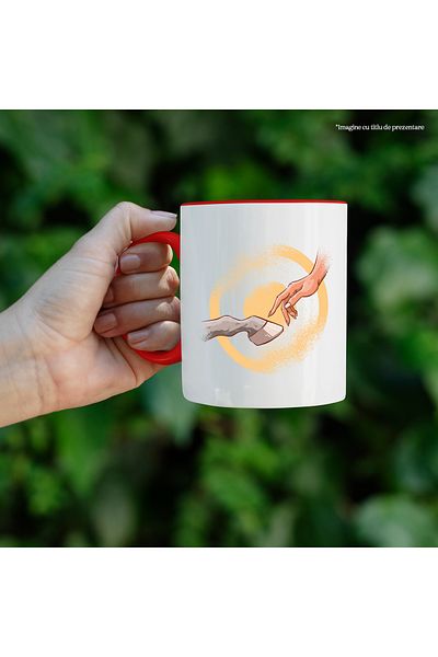 StoryGift Romania Mug with Hand, Hoof, Animal, Friendship, Circle, Multicolor 330 ml, Ceramic with Ma, With
