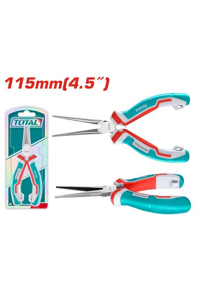 TOTAL 4.5" Long Nose Rubber Handle Electronic Pliers