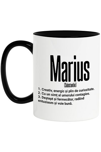 StoryGift Romania Cana Cu Numele Marius, Cu Mesaj Motivational, Creativ, Energic, Curios, Destept,, Cu ,stg