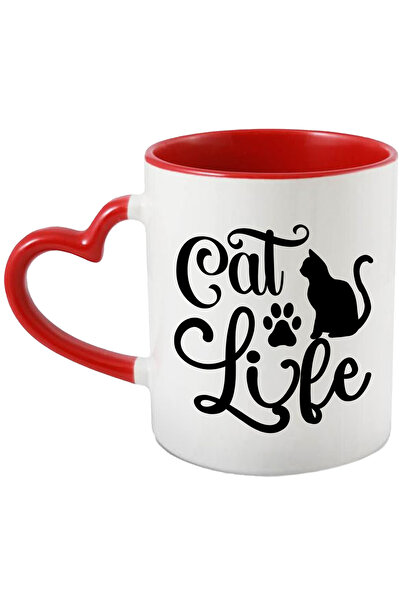 StoryGift Romania Cana Cu Labuta Si Pisicuta Cu Textul "cat Life" - Viata De Pisica Fara Griji Cu , Cu ,stg