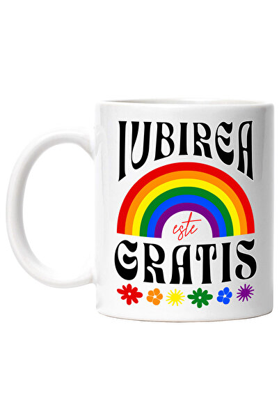 StoryGift Romania Cana Iubirea Este Gratis Curcubeu Flori Colorate, 330ml, Ce...