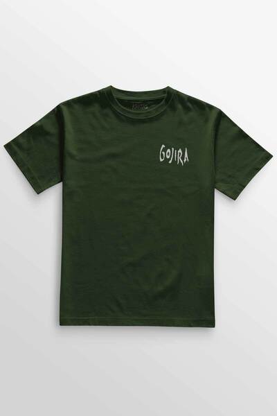 Kretas Unisex Khaki T-Shirt Gojira Metal Music Rock Minimal Front Printed T-Shirt