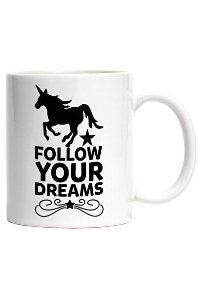 StoryGift Romania Cana Cu Un Unicorn Si Textul "follow Your Dreams" - Urmeaza-ti Visurile Motivati, Cu ,stg