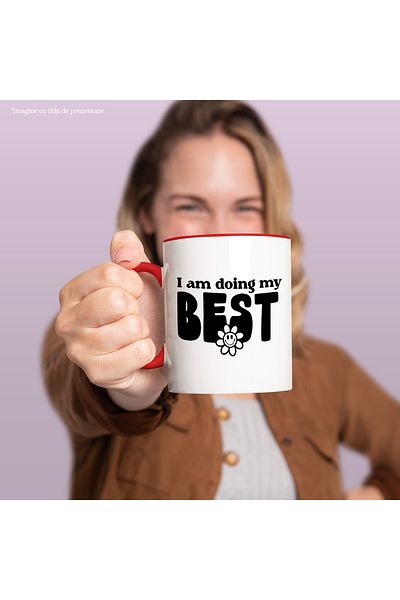 StoryGift Romania Mug with a flower and the message in English "I am doing my best" - I give it my all, With ,STG