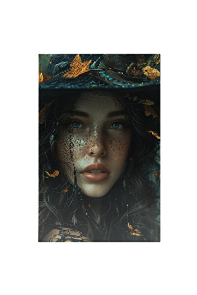 StoryGift Romania Tablou Canvas: Femeie Cu Par Saten Si Pistrui Cu O Palarie ...