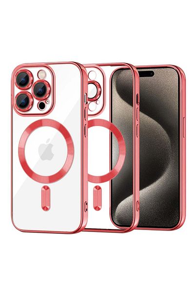SKYDDAR INNOVATION Case For Iphone 15 Pro Max, Luxury Shield Magsafe, Shockproof Protection, Red, Sticker Set