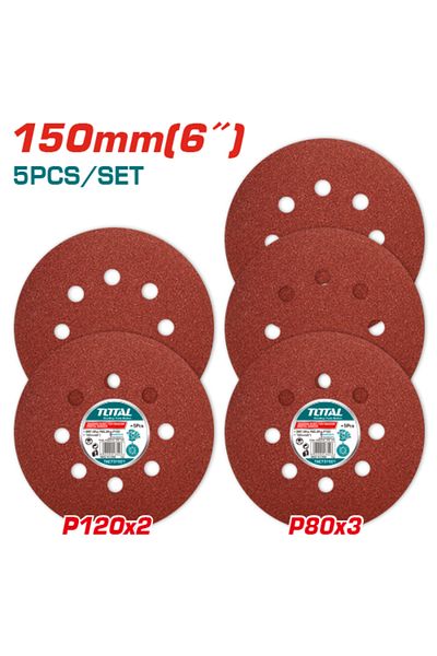 TOTAL 6" 5pcs/set P120x2/P80x3 Sandpaper Set