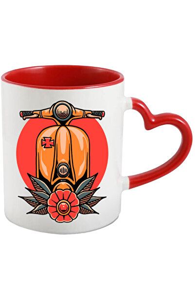 StoryGift Romania Cana Cu Scooter, Floare, Vintage, Cerc, Multicolor 330 Ml, ...