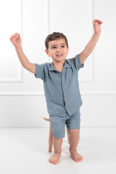 Cuckoo Cotton Boy's Muslin Collar Suit with Shorts