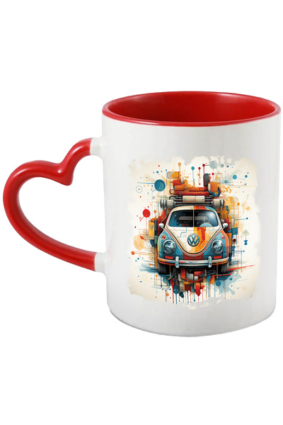 StoryGift Romania Cana Cu Masina, Volkswagen, Vintage, Geometric, Dungi, Mult...