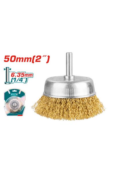 TOTAL 2" Yellow Wire Drill Cup Brush