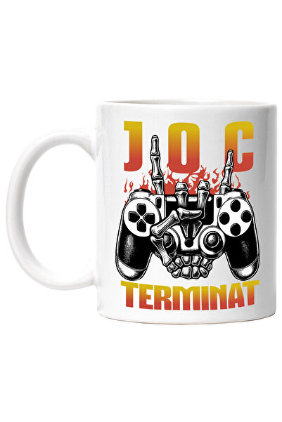 StoryGift Romania Cana Joc Terminat Maneta Joc Video Mana Schelete, 330ml, Ceramic Cu Maner Alb, Cu Man,stg