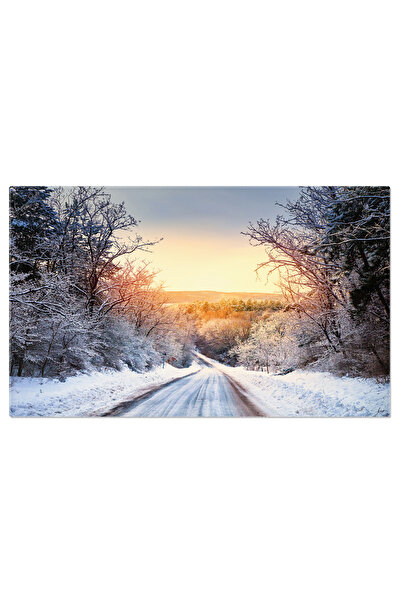 StoryGift Romania Tablou Canvas Cu Peisaj De Iarna - Padure Inghetata Si Drum...