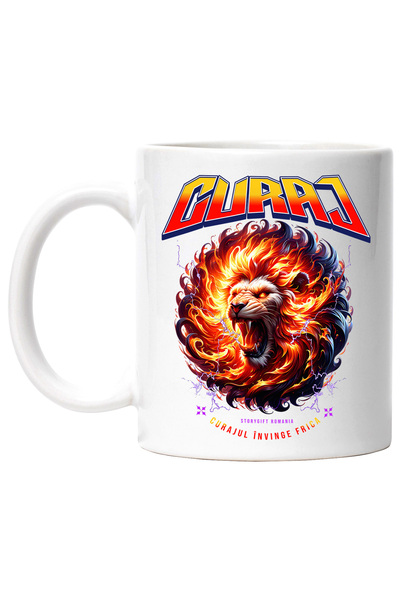 StoryGift Romania Cana Curaj De Leu, Curajul Invinge Frica, 330ml, Ceramic Cu...