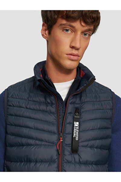 s.Oliver Men's quilted vest without hood, Regular fit, Navy blue, XL