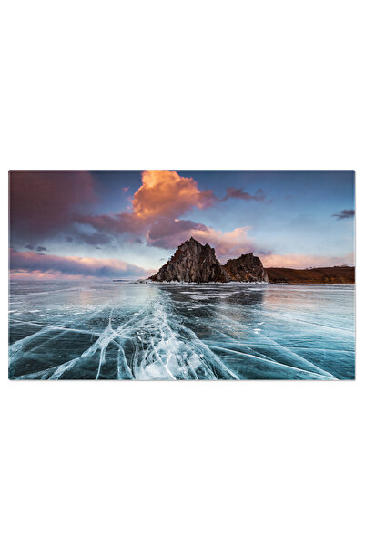 StoryGift Romania Tablou Canvas Cu Crapaturi In Gheata Lacului Baikal - Baika...