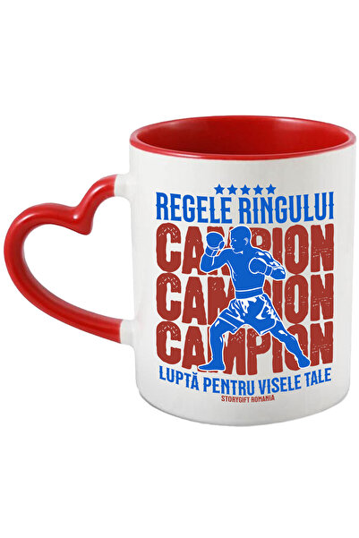 StoryGift Romania Cana Cu Silueta Umana Jucator De Sport Box Contact Motivational Regele Ringului,, Cu ,stg