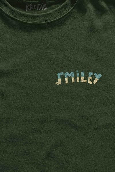 Kretas Χακί T-Shirt Smile World Urban Street Culture Χαμογελαστό μπλουζάκι Unisex με στάμπα