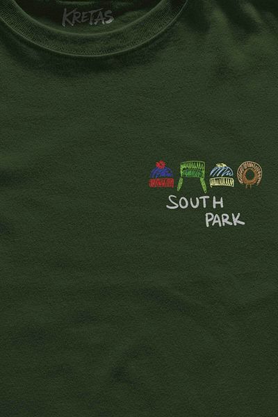 Kretas Μπλουζάκι Unisex Χακί Ταινία South Park Kenny Cartman Kyle Stan Τηλεοπτική Ταινία Μίνιμαλ μπλουζάκι με στάμπα μπροστά