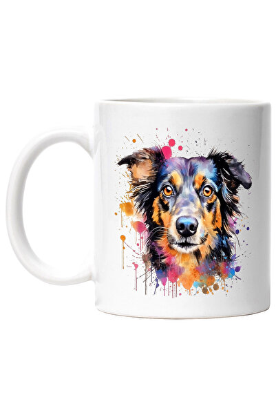 StoryGift Romania Cana Cu Catel, Rasa, Collie, Vopsea, Watercolor, Animal, Mu...