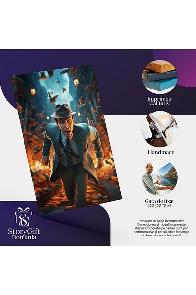 StoryGift Romania Tablou Canvas: De Actiune Personaj In Costum Alearga Pe Alee - Fotografie In Miscare Pictura D