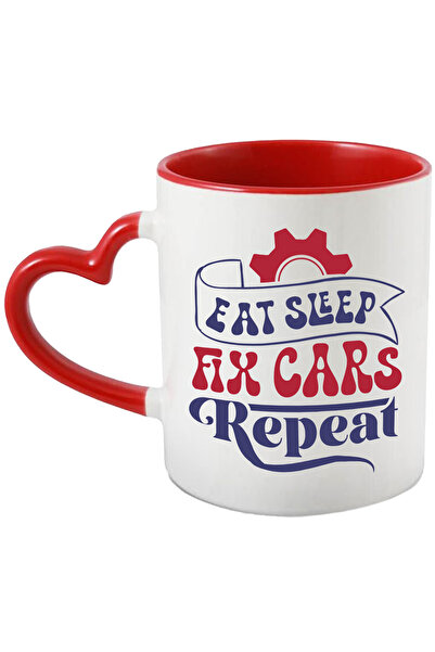 StoryGift Romania Cana Cu Textul "eat Sleep, Fix Cars, Repeat" - Mananca Somn...