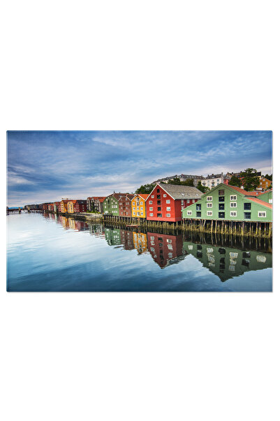 StoryGift Romania Tablou Canvas - Reflexii Magice Pe Nidelva River, Trondheim, Norvegia