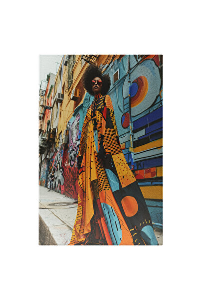 StoryGift Romania Tablou Canvas: Actualitatea Modernistă African Fashion Bun Gust Artă Stradală Și Rochie Colorat