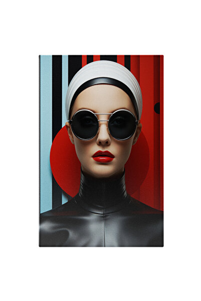 StoryGift Romania Tablou Canvas: Femeie Cu Ochelari Si Bluza Din Piele - Luci...