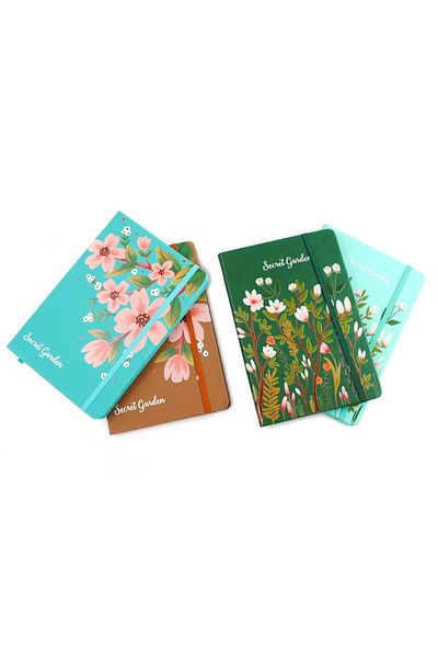 Arhi Design Diamond Line Floral Agenda - Light Blue, 2 Pcs/set