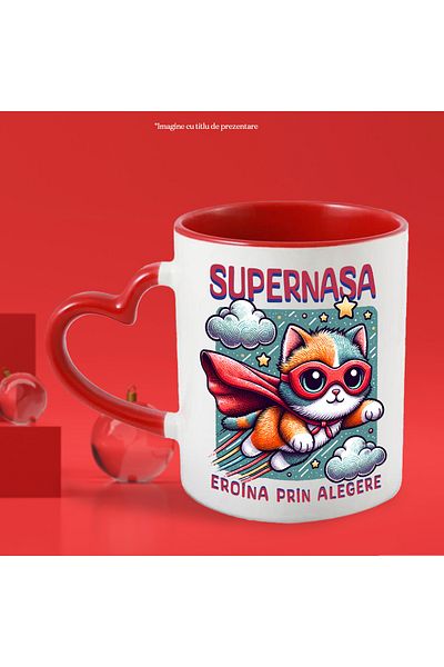 StoryGift Romania Super Nasa Mug, Superhero, Heroine By Choice, 330ml, Ceramic with Heart Handle, With,STG.