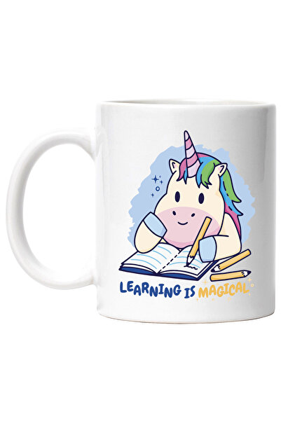 StoryGift Romania Cana Cu Mesaj In Engleza Learning Is Magical, Unicorn, Caiet, Creion, Multicolor, Cu ,stg
