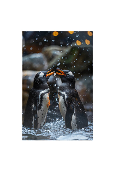 StoryGift Romania Tablou Canvas: Imaginea Cu Doi Pinguini Jucandu-se In Apa -...