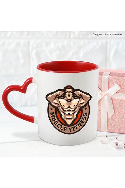 StoryGift Romania Muscle Fitness Mug, Emblem, Muscle, Man, Stars, Gym, Multicolor 330 ml, , With ,STG