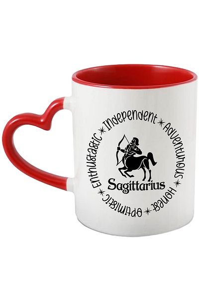 StoryGift Romania Mug with Sagittarius zodiac sign, illustration, zodiac sign, astrology, symbol, sign, independent, With, STG