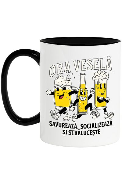 StoryGift Romania Mug ora crockery beer glasses alcohol party, 330ml, Ceramic with Black Handle, With M