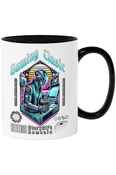 StoryGift Romania Classic Gaming Mug. Legend of Classic Games., 330ml, Ceramic with Black Handle, With Ma