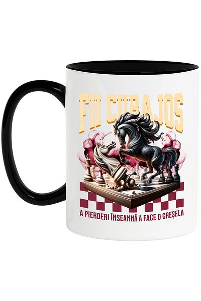 StoryGift Romania Chess board mug, knight advanced be brave to lose, 330ml, Ceramic with Handle, With