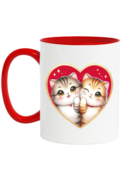 StoryGift Romania Cana Cu 2 Pisicute Care Stau Intr-o Inima | Ilustratie | Ca...