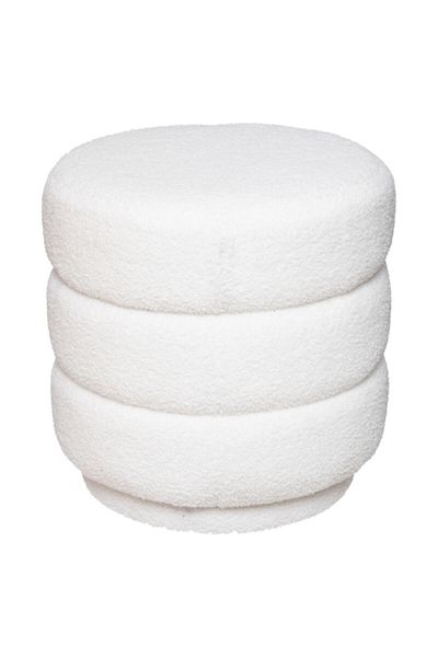 Atmosphera Sinan Elegant Design Bouclette Round Elegant Pouffe Stool 40 x 37.5 x 37.5 cm